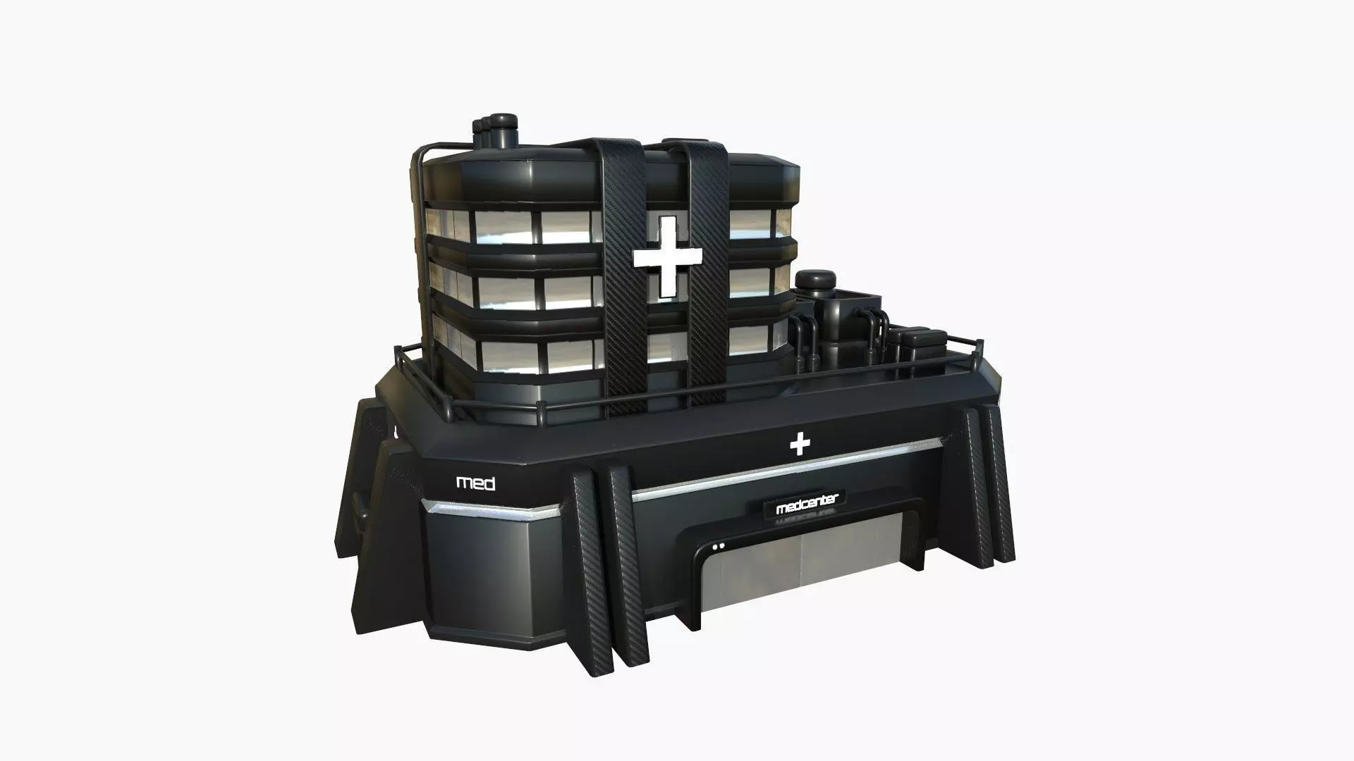 SciFi Hospital A07 Black - Sci Fi Exterior Design Low-poly 3D model_0