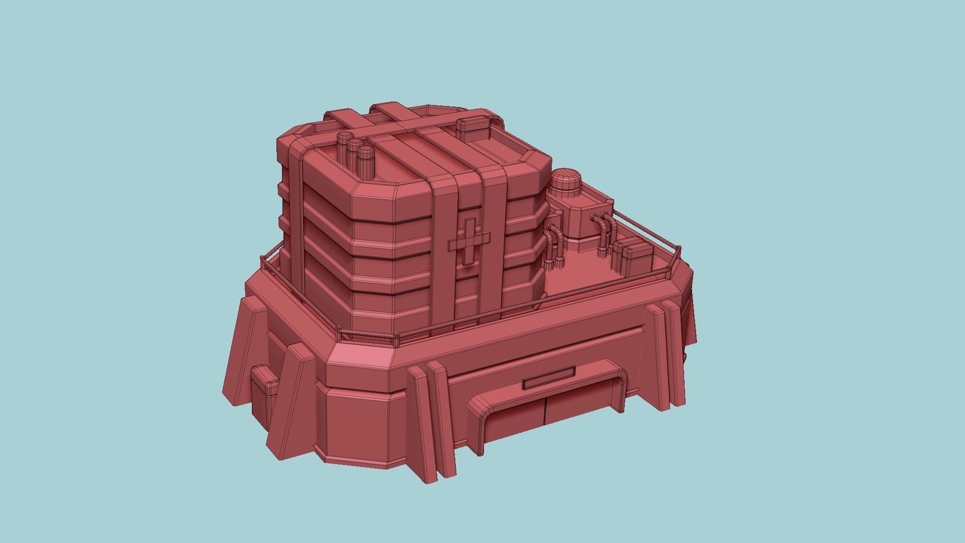 SciFi Hospital A07 Black - Sci Fi Exterior Design Low-poly 3D model_17