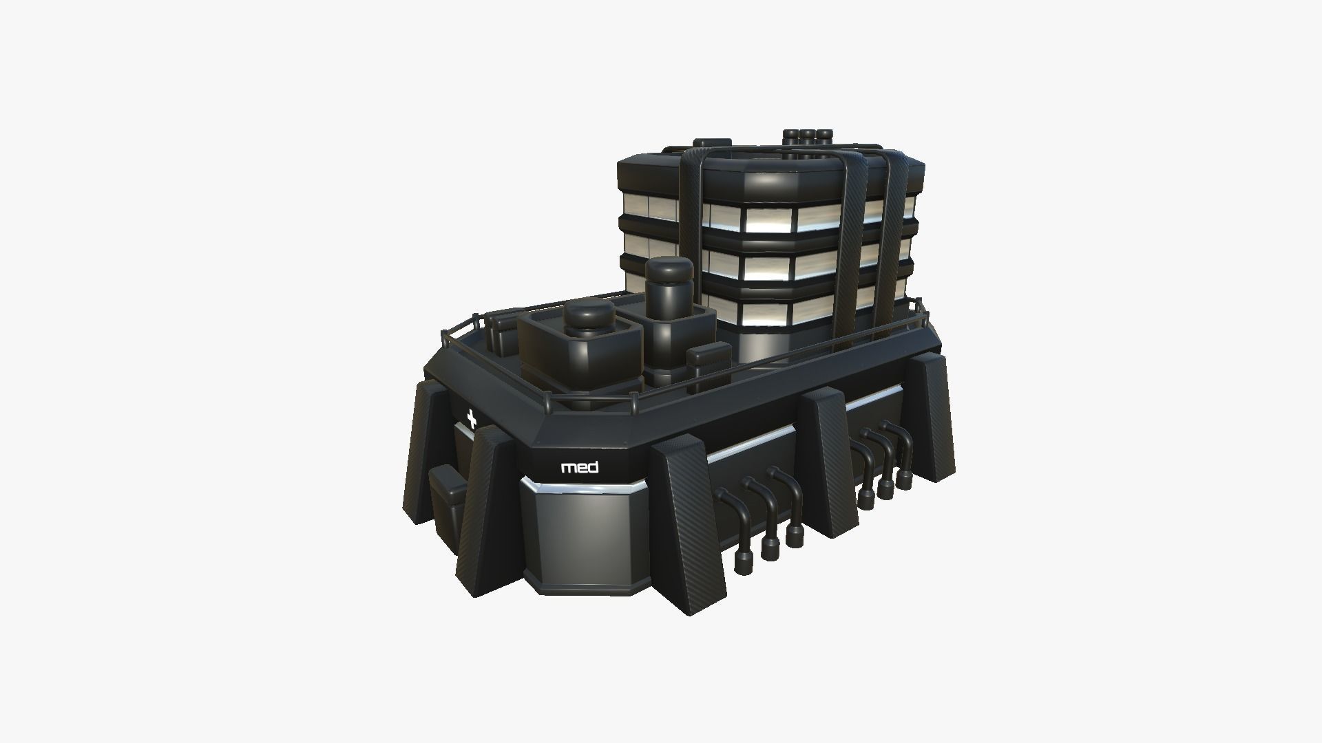 SciFi Hospital A07 Black - Sci Fi Exterior Design Low-poly 3D model_3