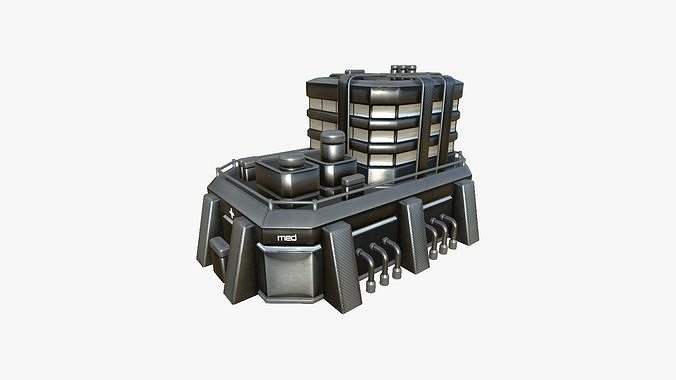 SciFi Hospital A09 Dark Metal - Sci Fi Exterior Design Low-poly 3D model 4