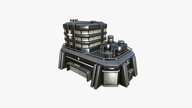 SciFi Hospital A09 Dark Metal - Sci Fi Exterior Design Low-poly 3D model 3