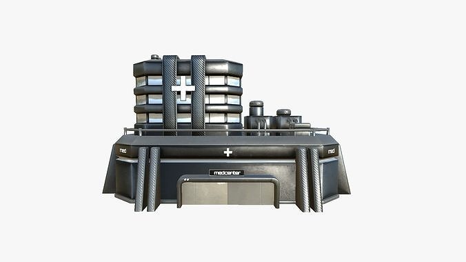 SciFi Hospital A09 Dark Metal - Sci Fi Exterior Design Low-poly 3D model 2