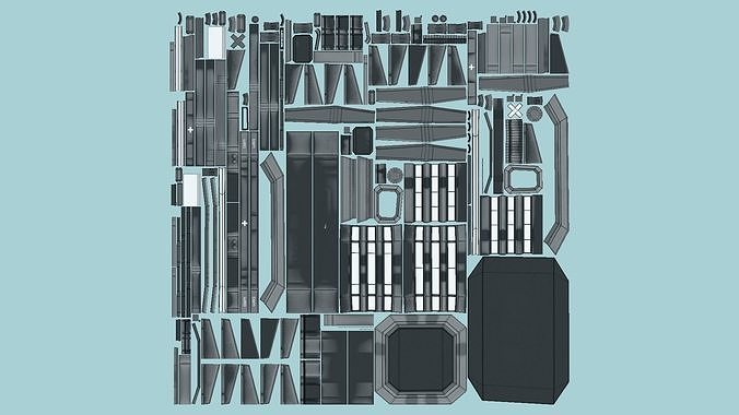 SciFi Hospital A09 Dark Metal - Sci Fi Exterior Design Low-poly 3D model 6
