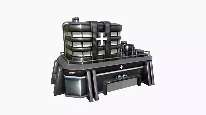 SciFi Hospital A09 Dark Metal - Sci Fi Exterior Design Low-poly 3D model
