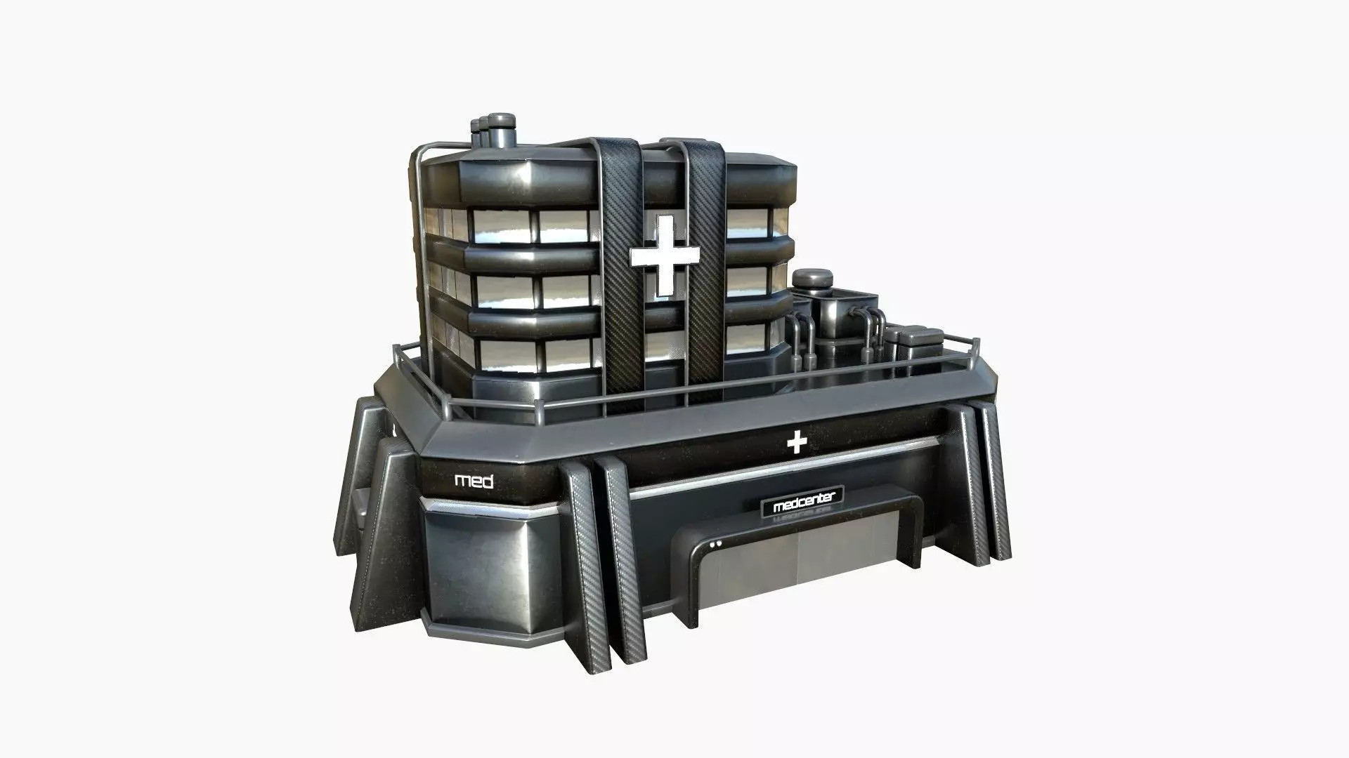 SciFi Hospital A09 Dark Metal - Sci Fi Exterior Design Low-poly 3D model_0