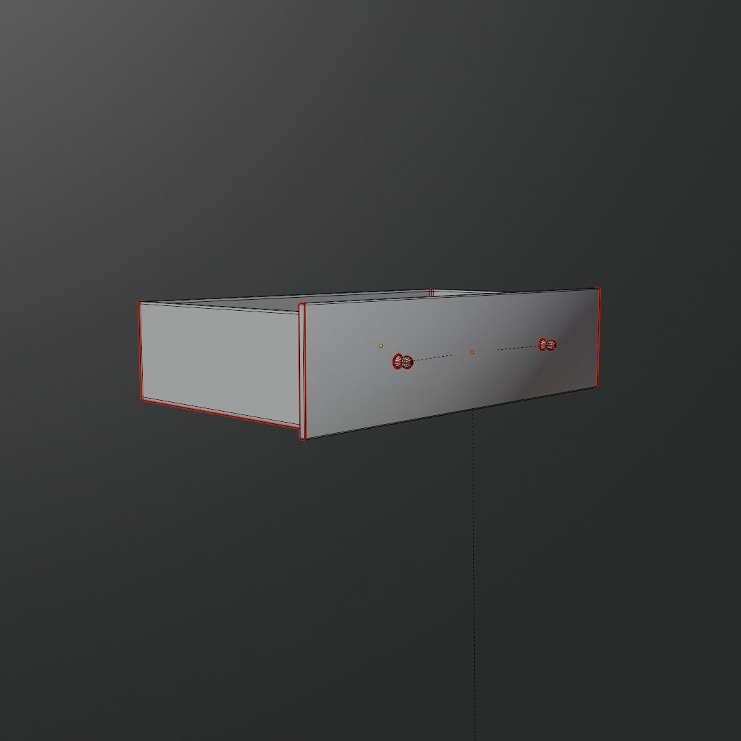 Three Drawer Dresser Low-poly 3D model_9