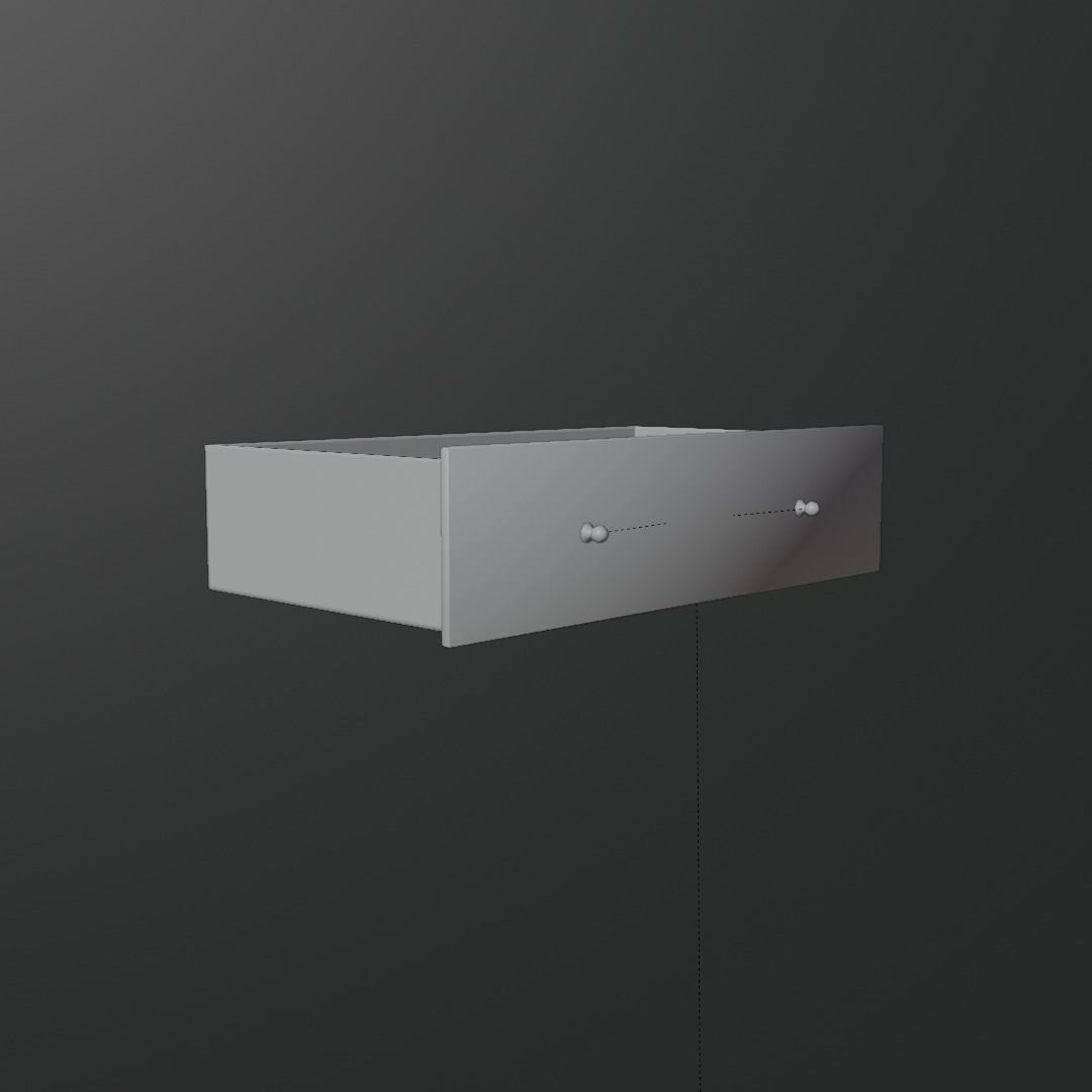 Three Drawer Dresser Low-poly 3D model_6