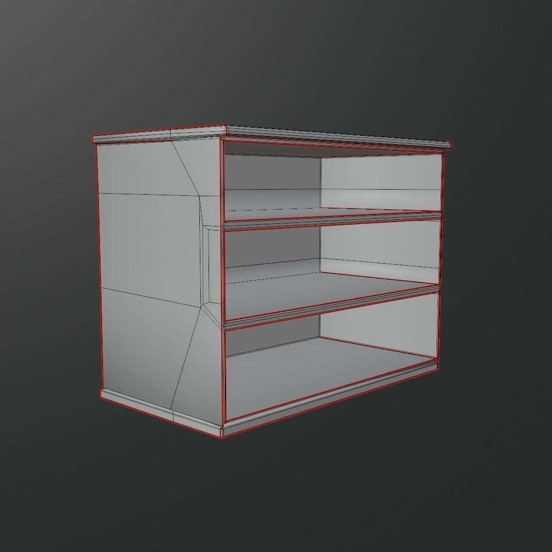 Three Drawer Dresser Low-poly 3D model_8