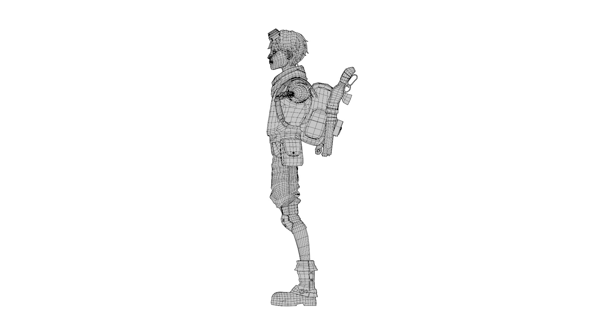 Post Apocalyptic Young Mechanic Character Game Ready 3D Model Low-poly 3D model_4