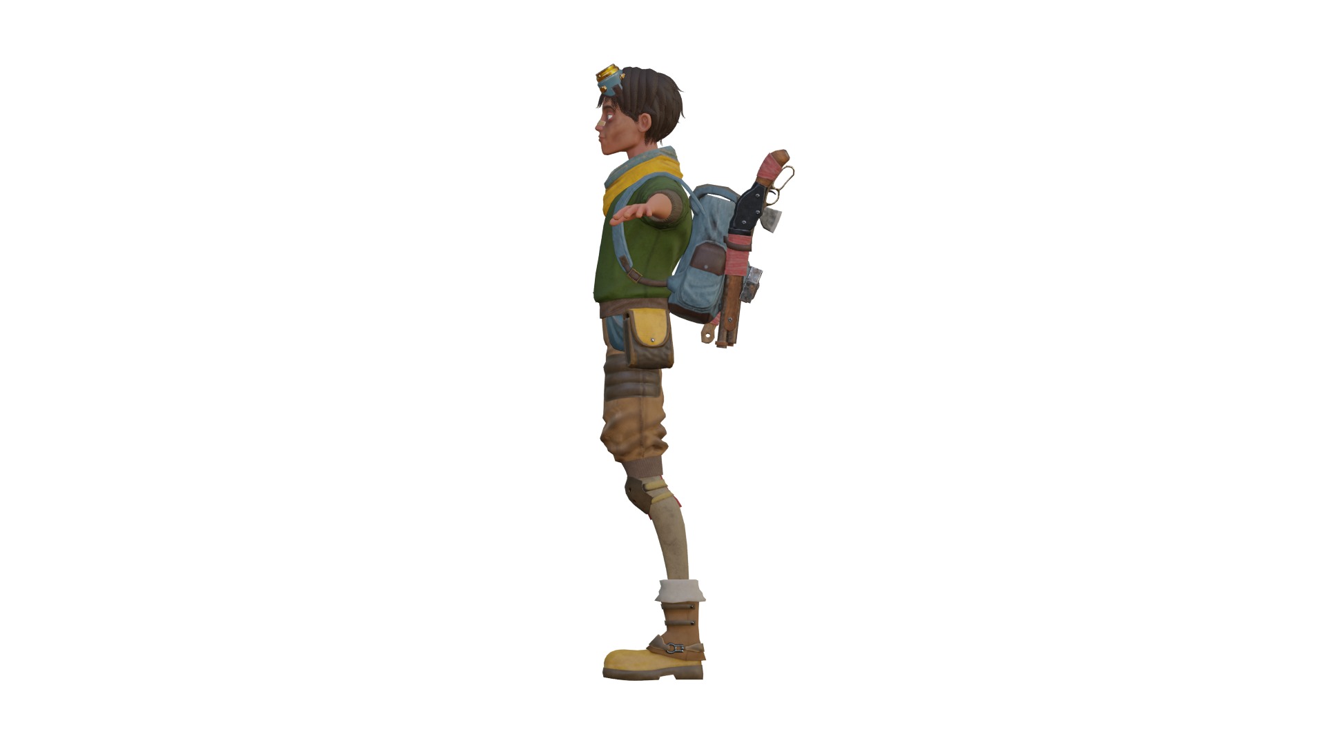 Post Apocalyptic Young Mechanic Character Game Ready 3D Model Low-poly 3D model_5