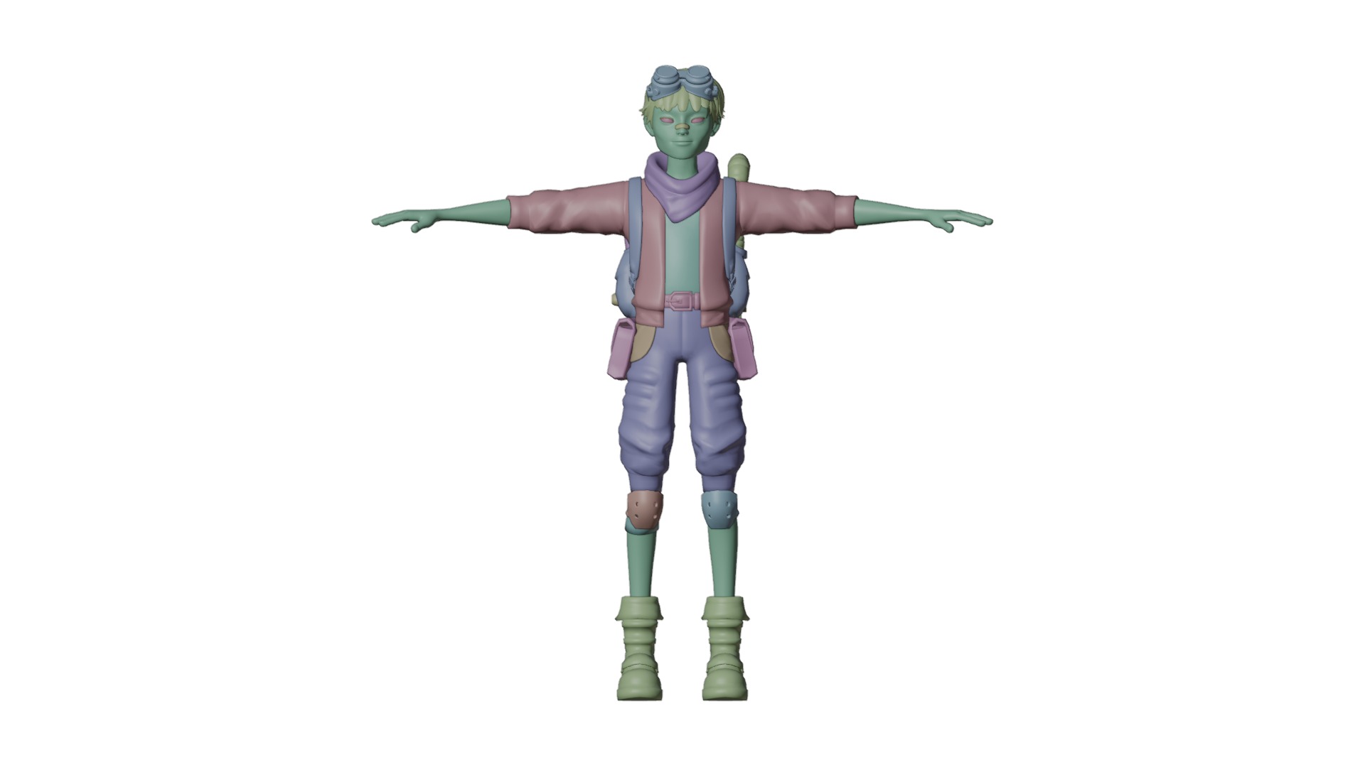 Post Apocalyptic Young Mechanic Character Game Ready 3D Model Low-poly 3D model_2