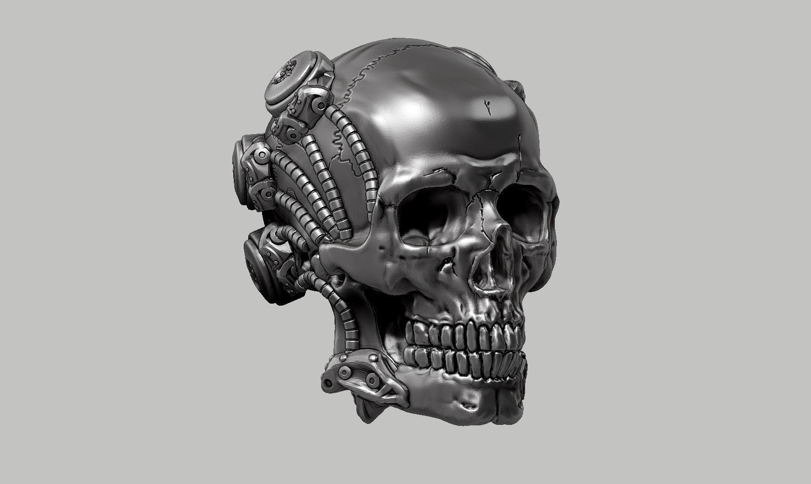 skull robot head a63 3D print model_1
