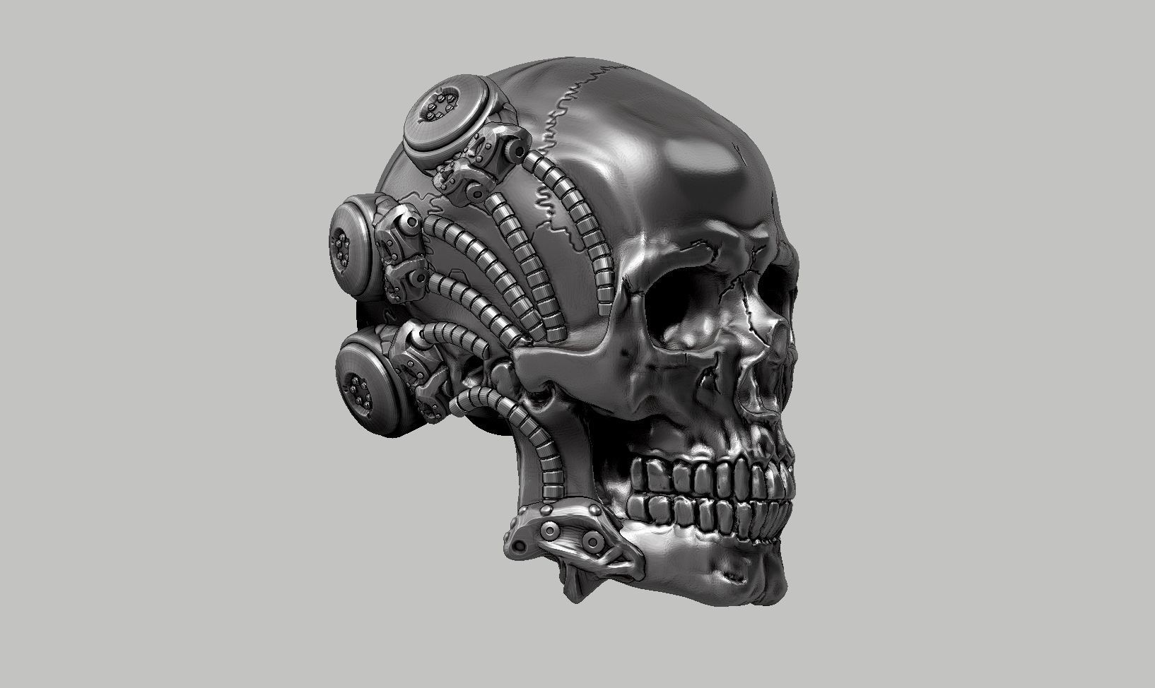 skull robot head a63 3D print model_2