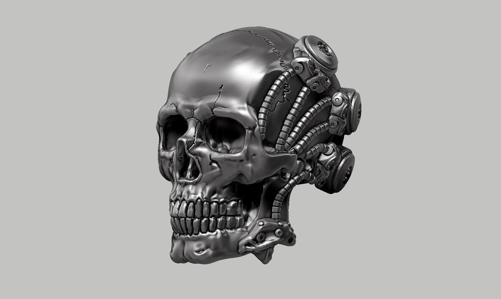 skull robot head a63 3D print model_9