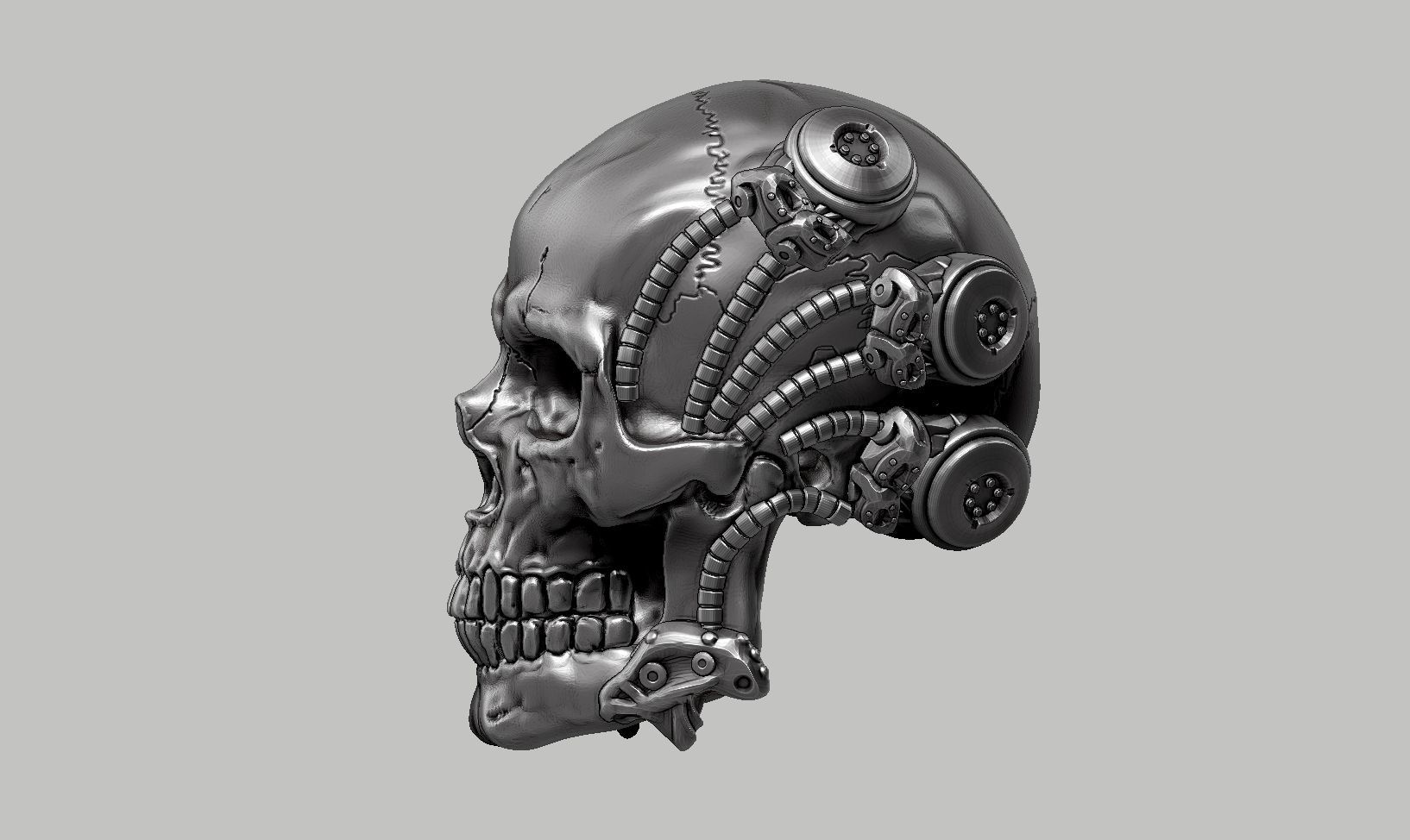 skull robot head a63 3D print model_8