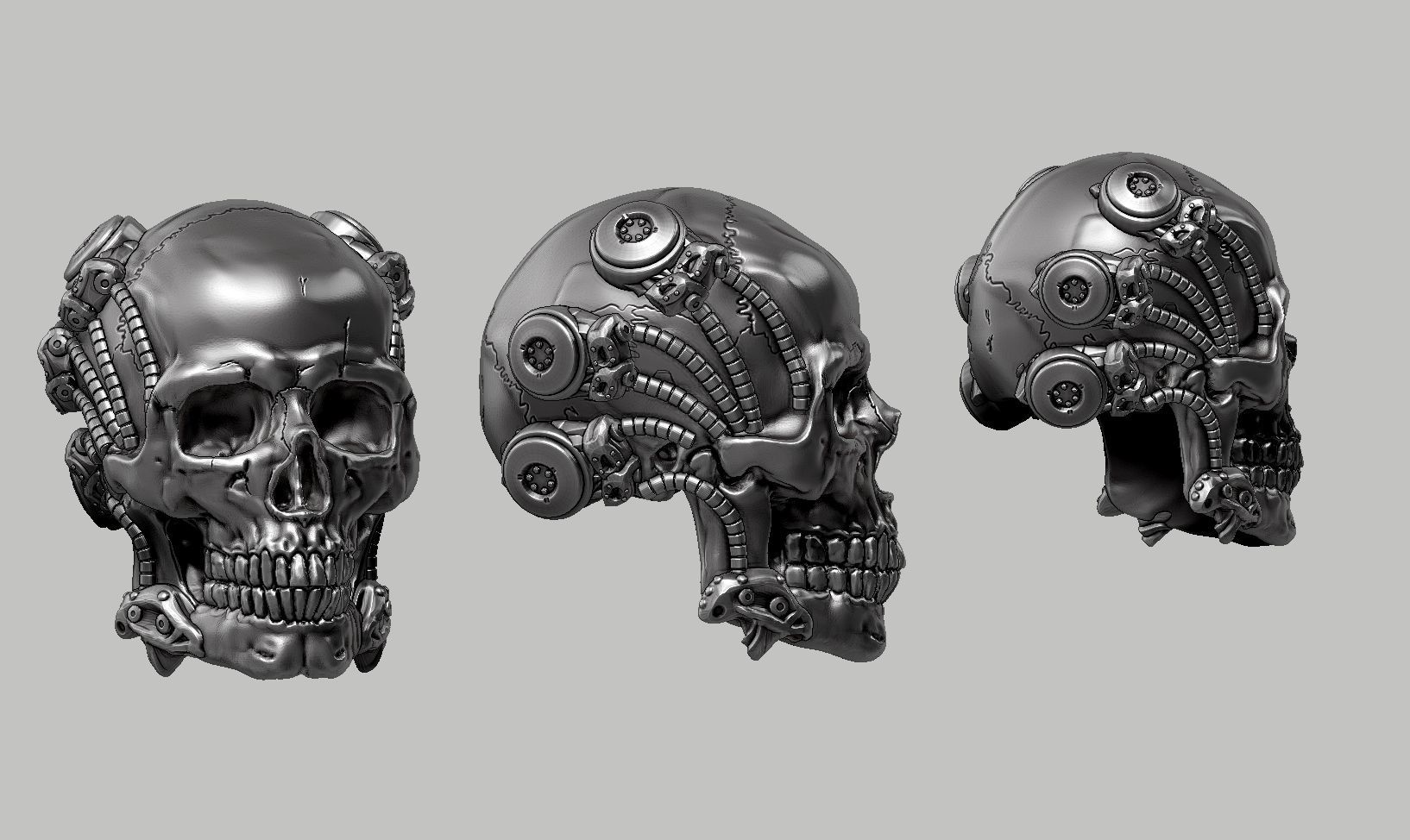 skull robot head a63 3D print model_10