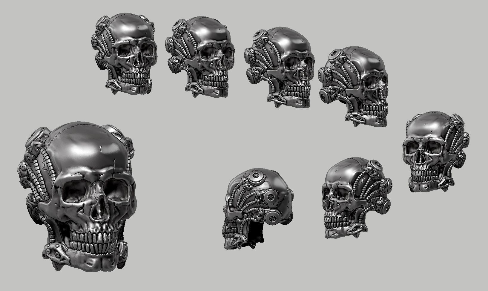 skull robot head a63 3D print model_11