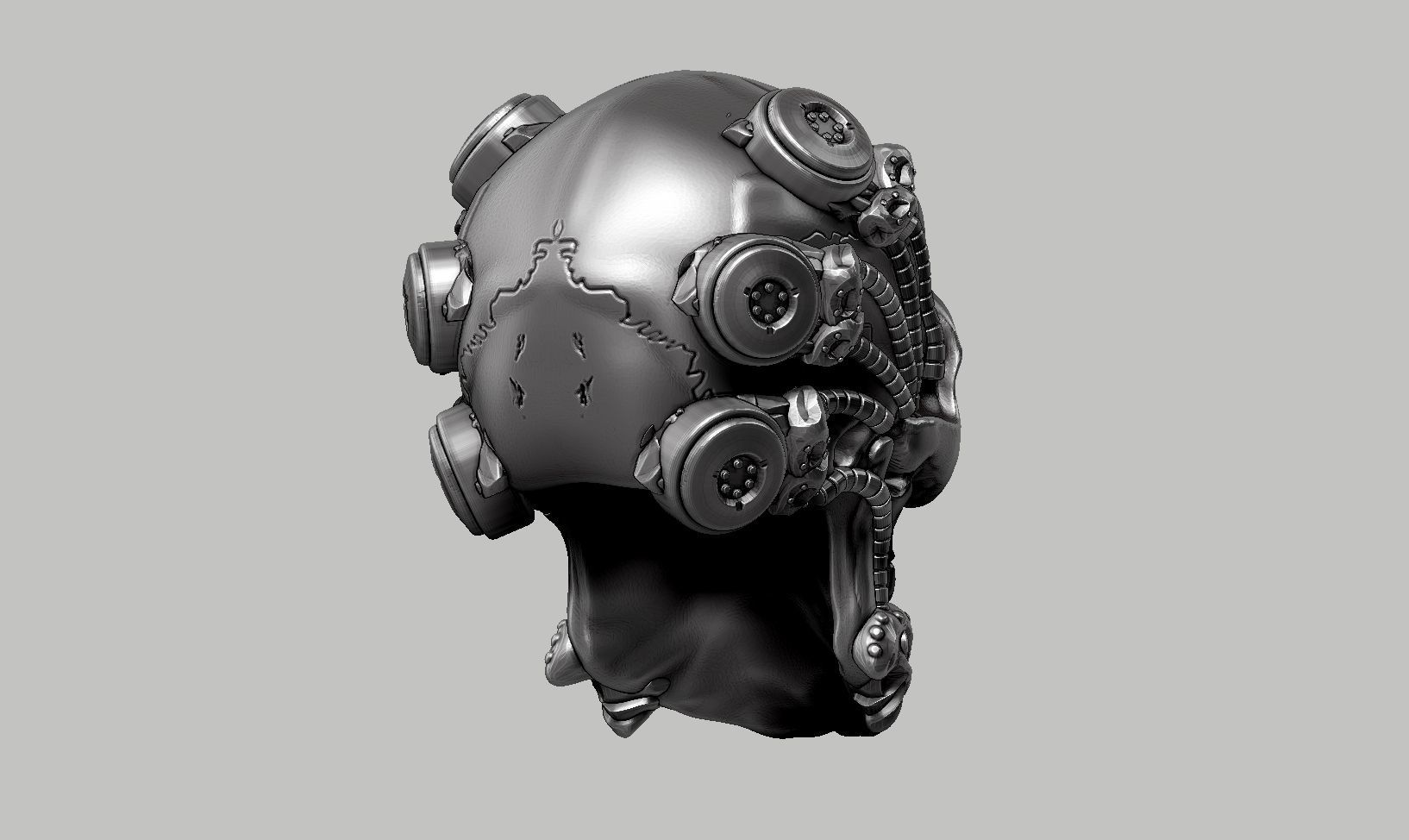 skull robot head a63 3D print model_5