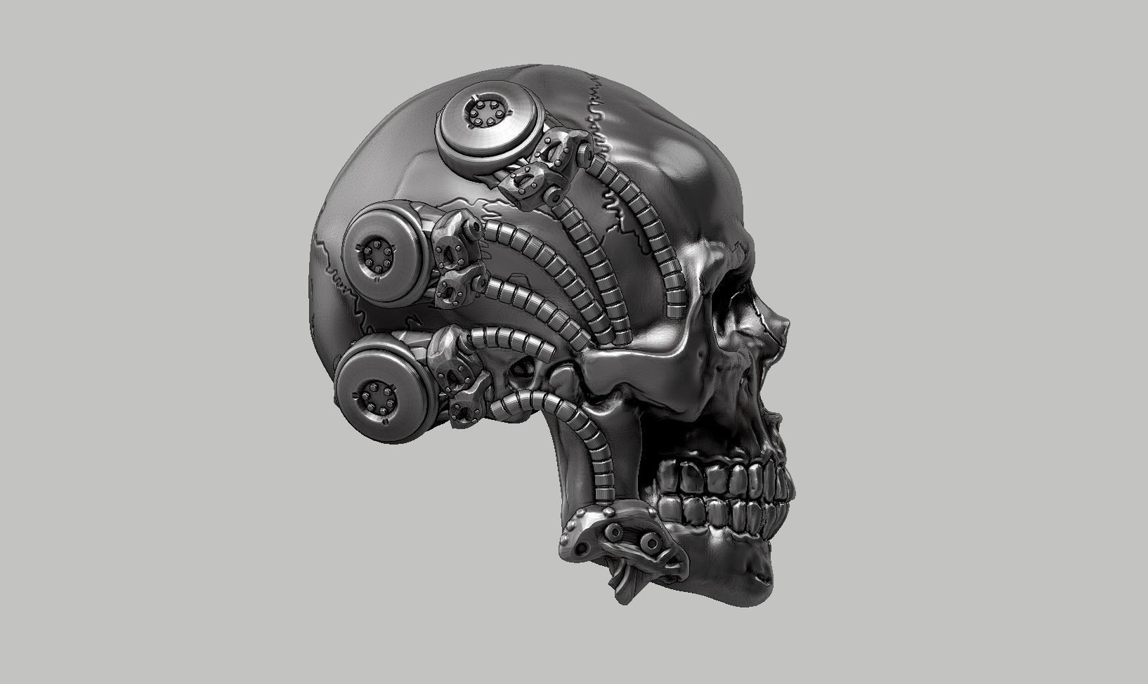 skull robot head a63 3D print model_3