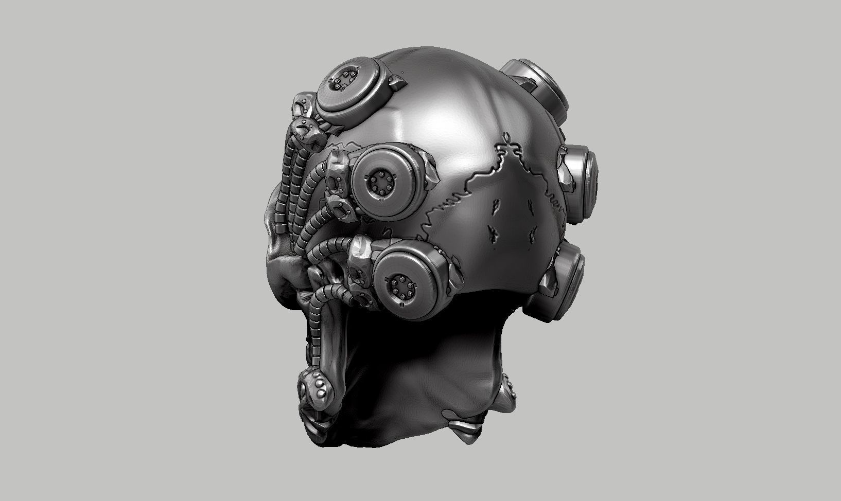 skull robot head a63 3D print model_6