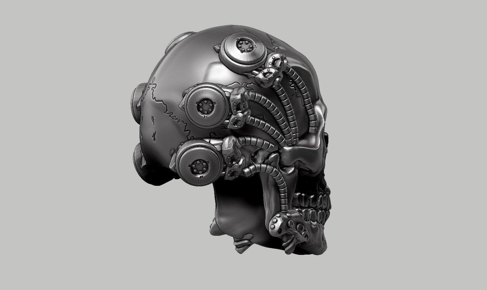 skull robot head a63 3D print model_4