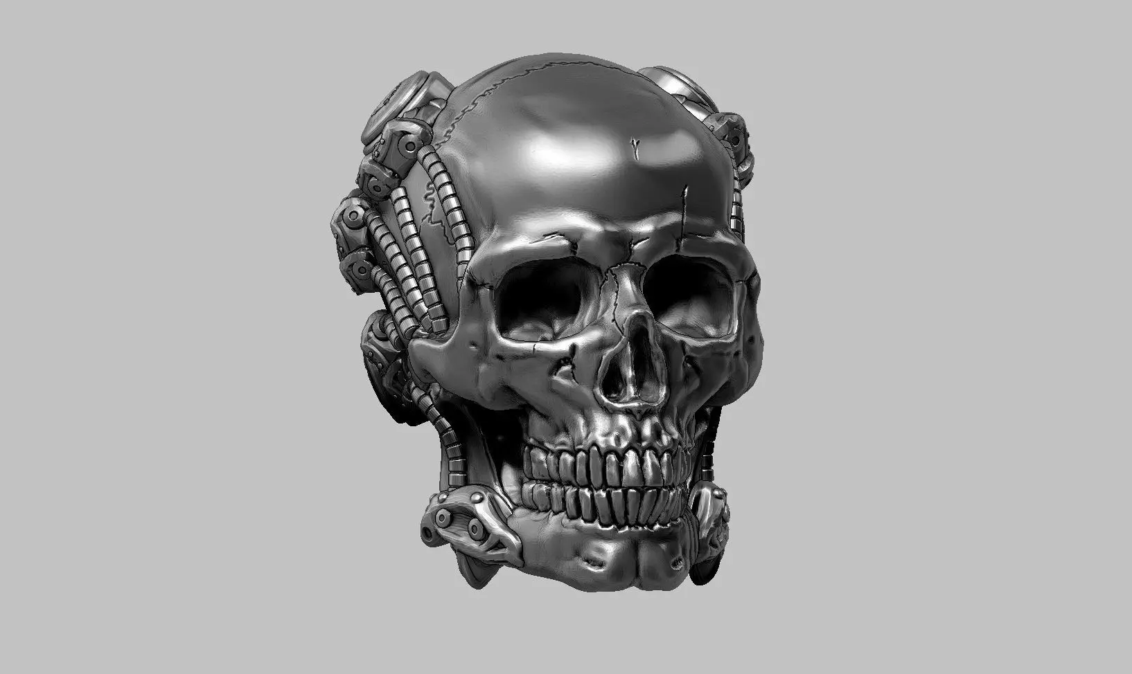 skull robot head a63 3D print model_0