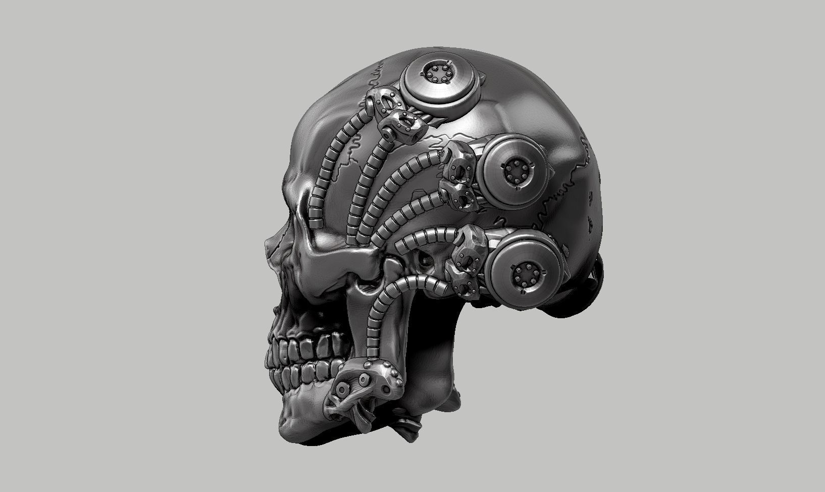 skull robot head a63 3D print model_7