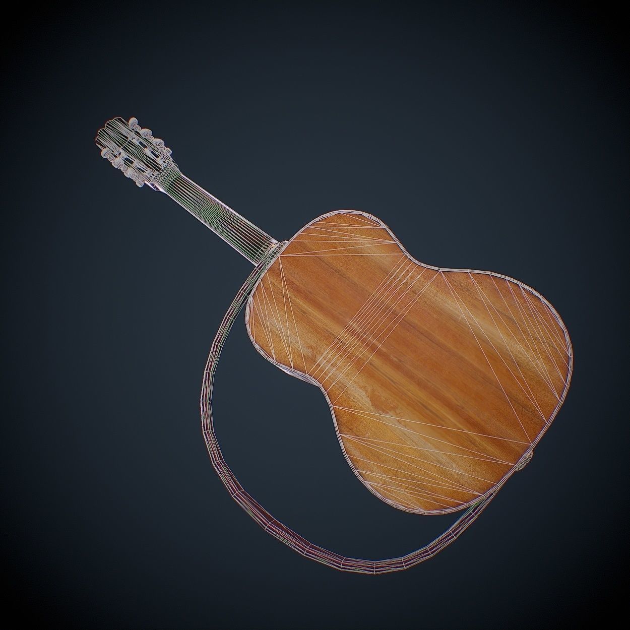 Guitar acoustic Low-poly 3D model_15