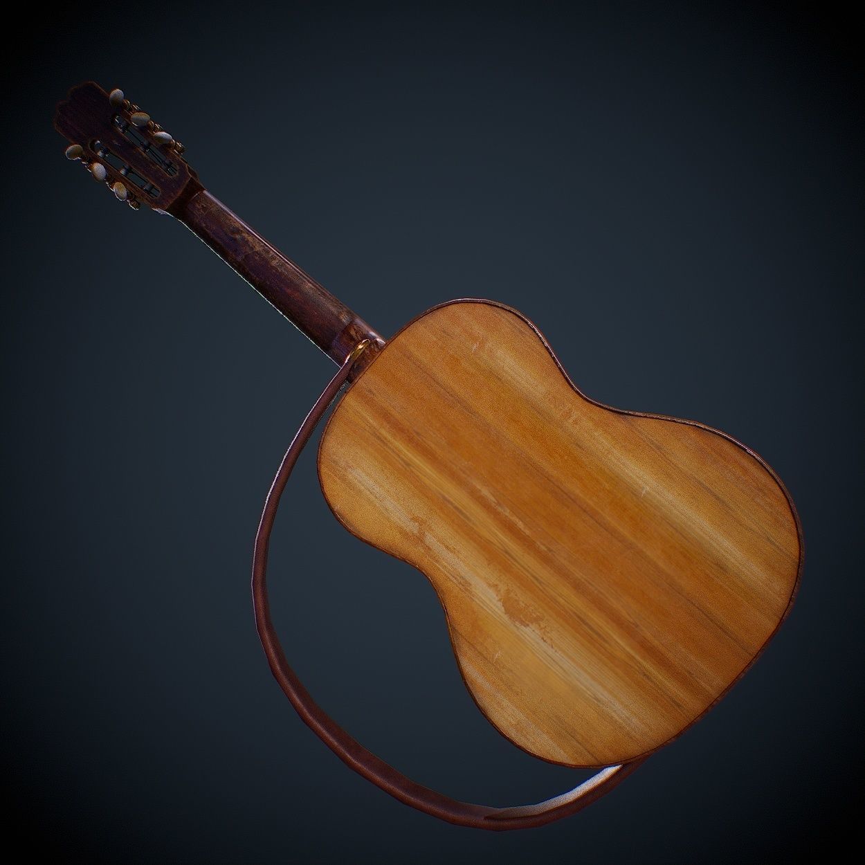 Guitar acoustic Low-poly 3D model_5