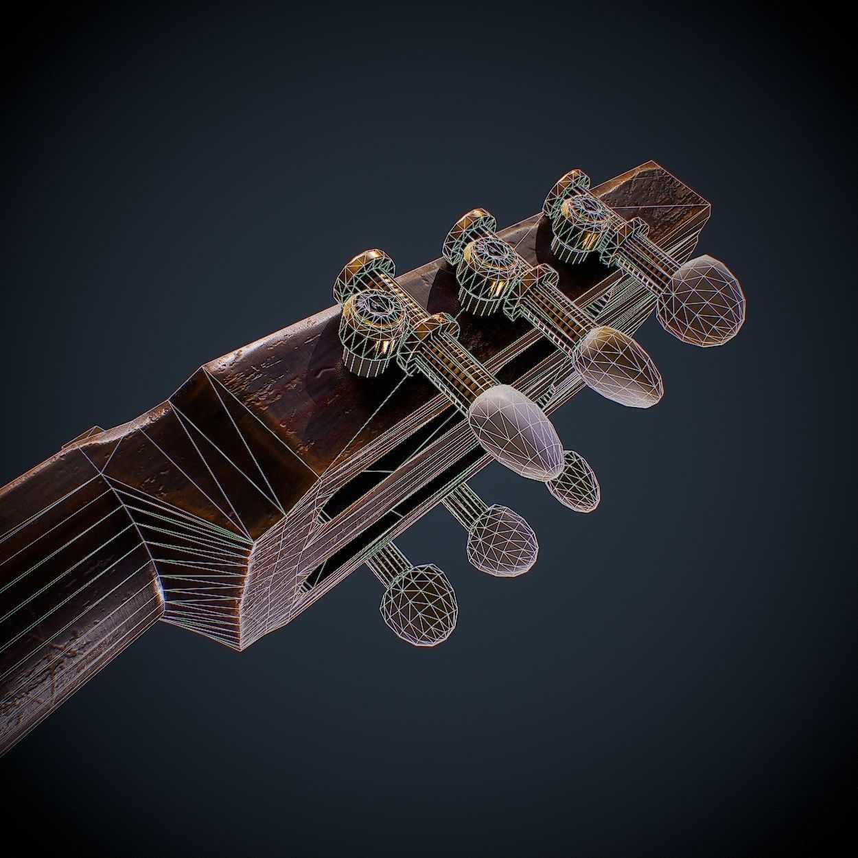 Guitar acoustic Low-poly 3D model_13