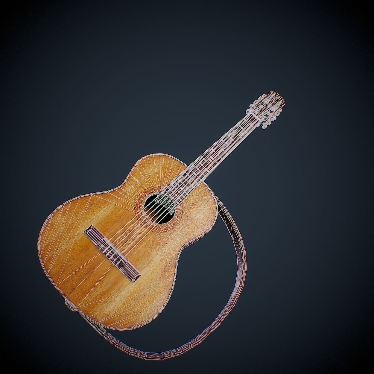 Guitar acoustic Low-poly 3D model_11