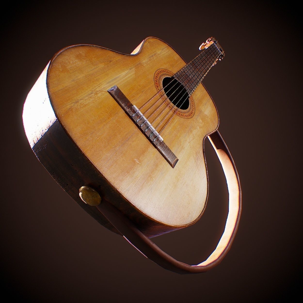Guitar acoustic Low-poly 3D model_3