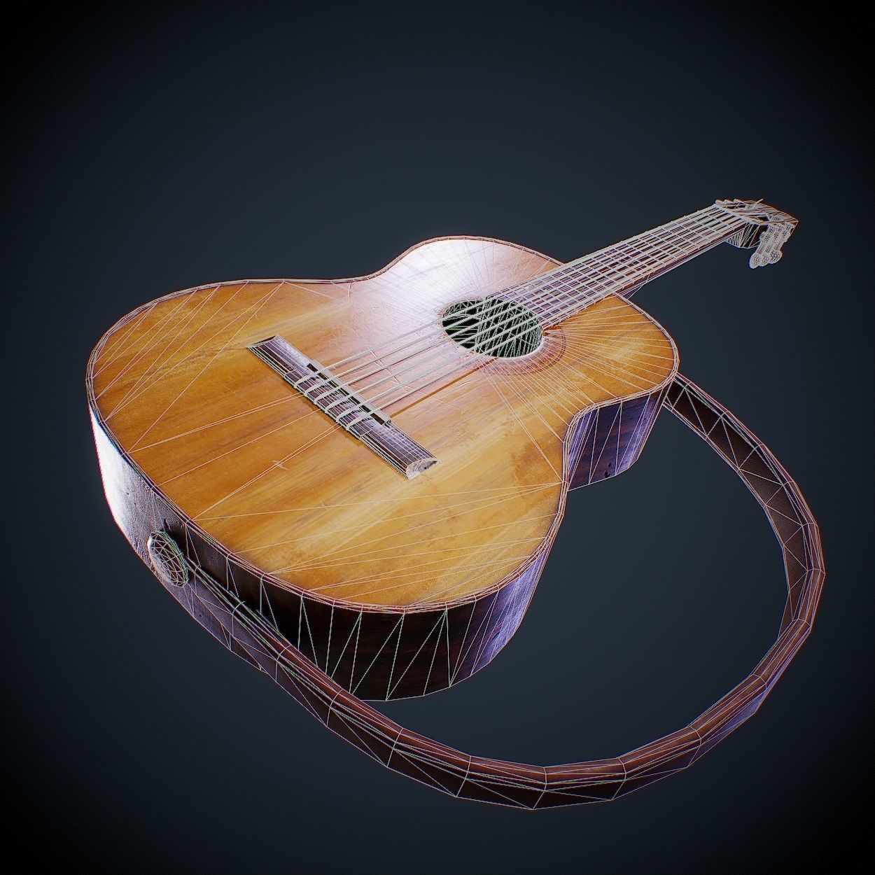 Guitar acoustic Low-poly 3D model_14