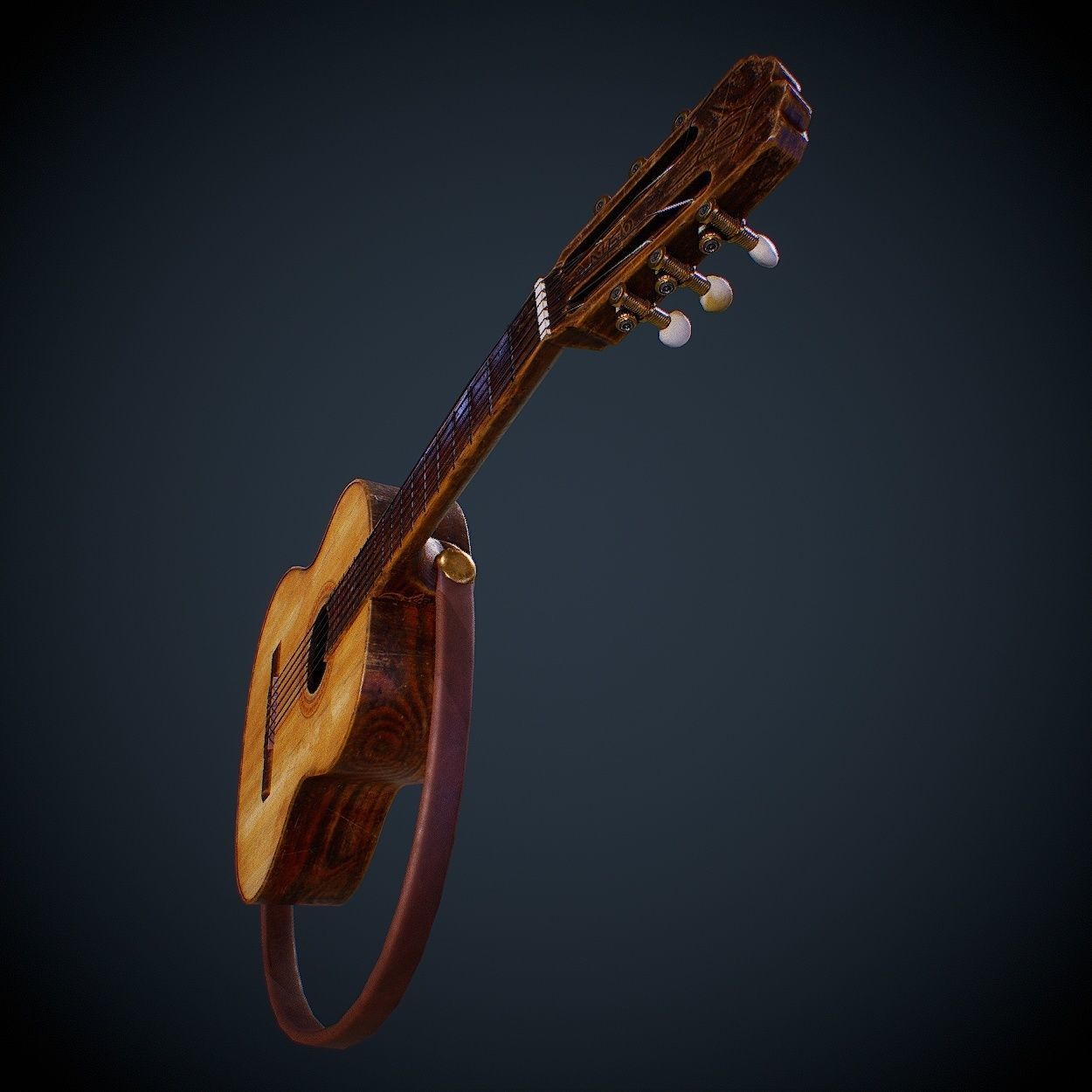 Guitar acoustic Low-poly 3D model_8