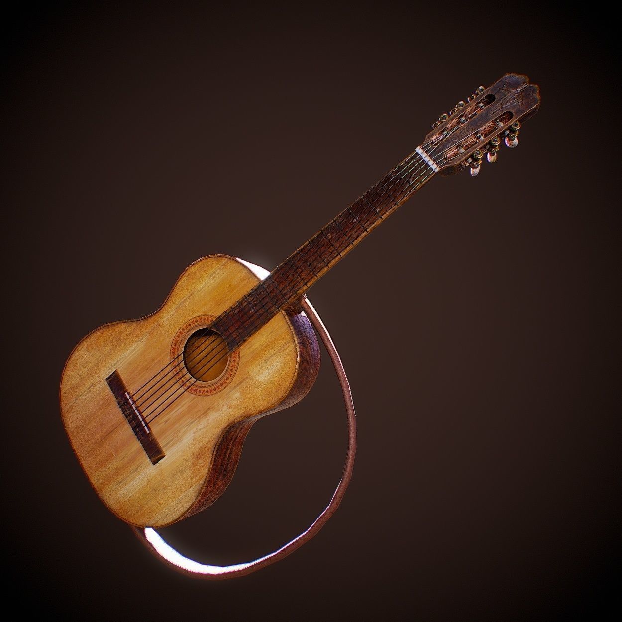 Guitar acoustic Low-poly 3D model_2