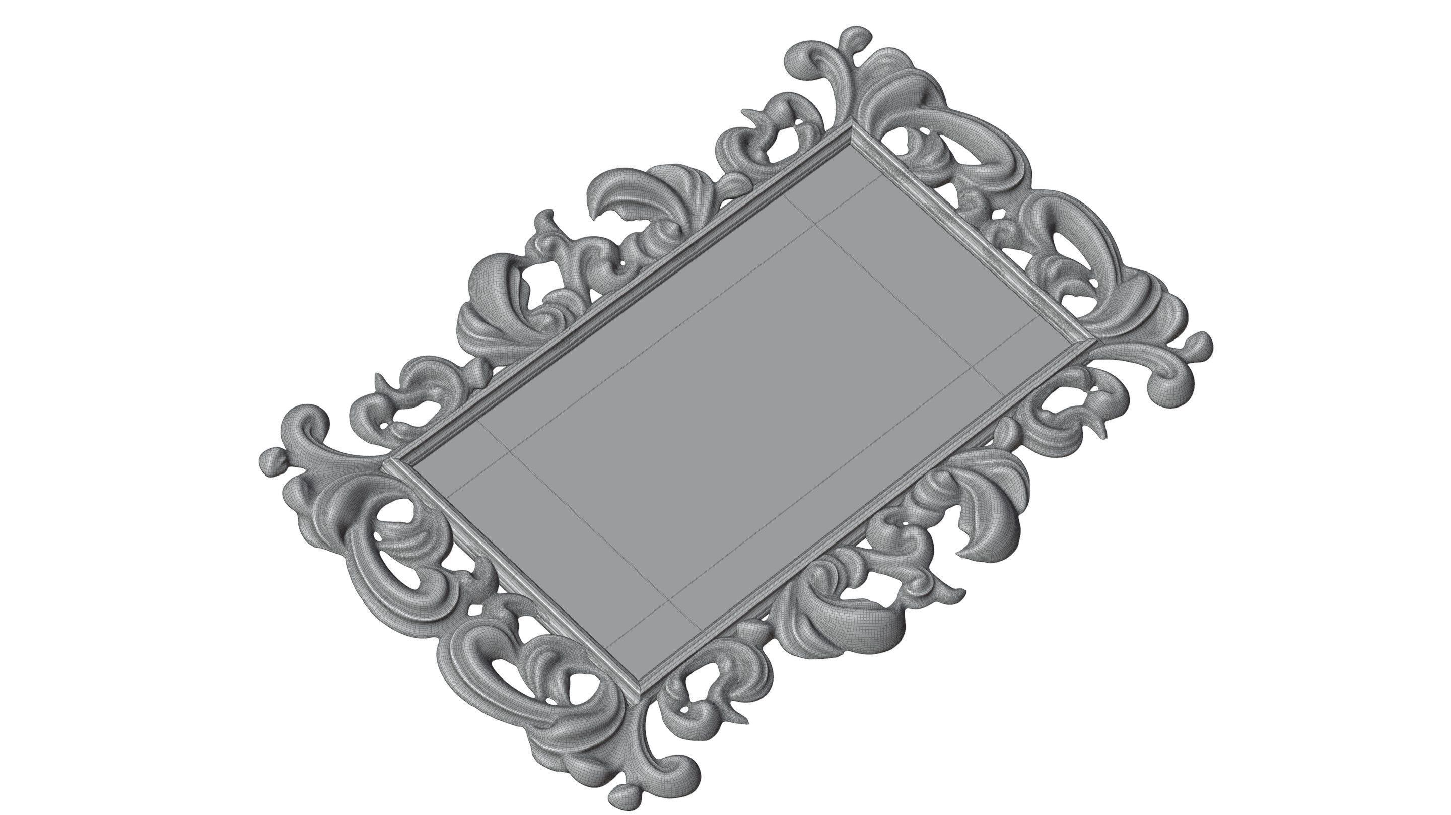 Antique Mirror Frame 3D model_9