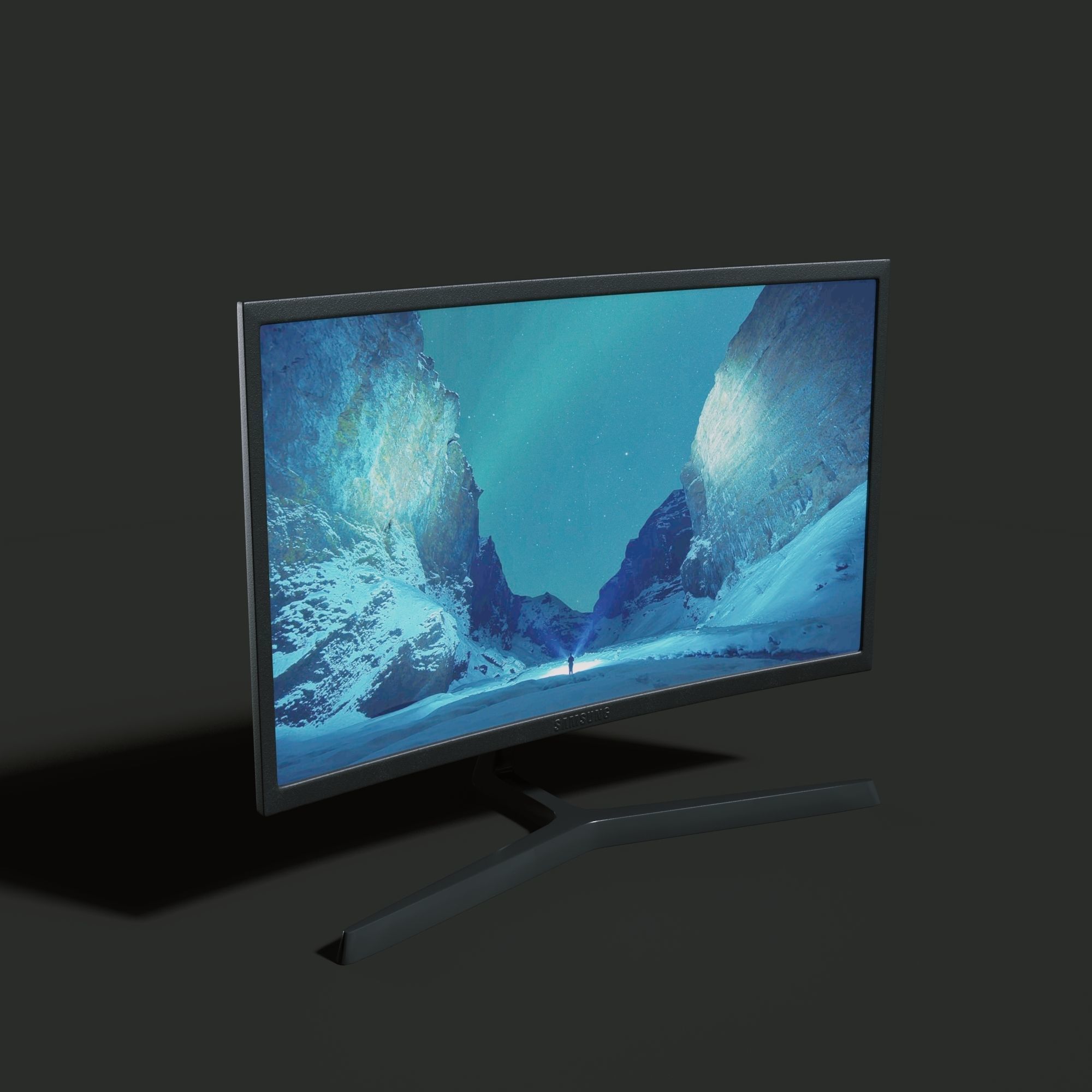 Curved Monitor 24 PBR  Free low-poly 3D model_1