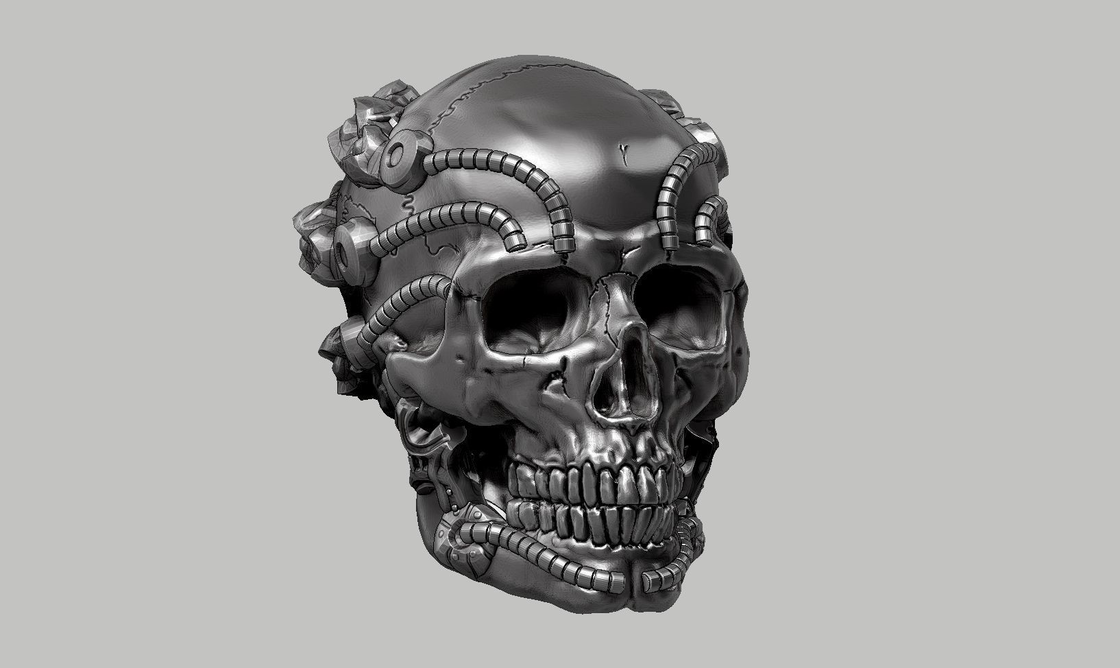 skull robot head a64 3D print model_1