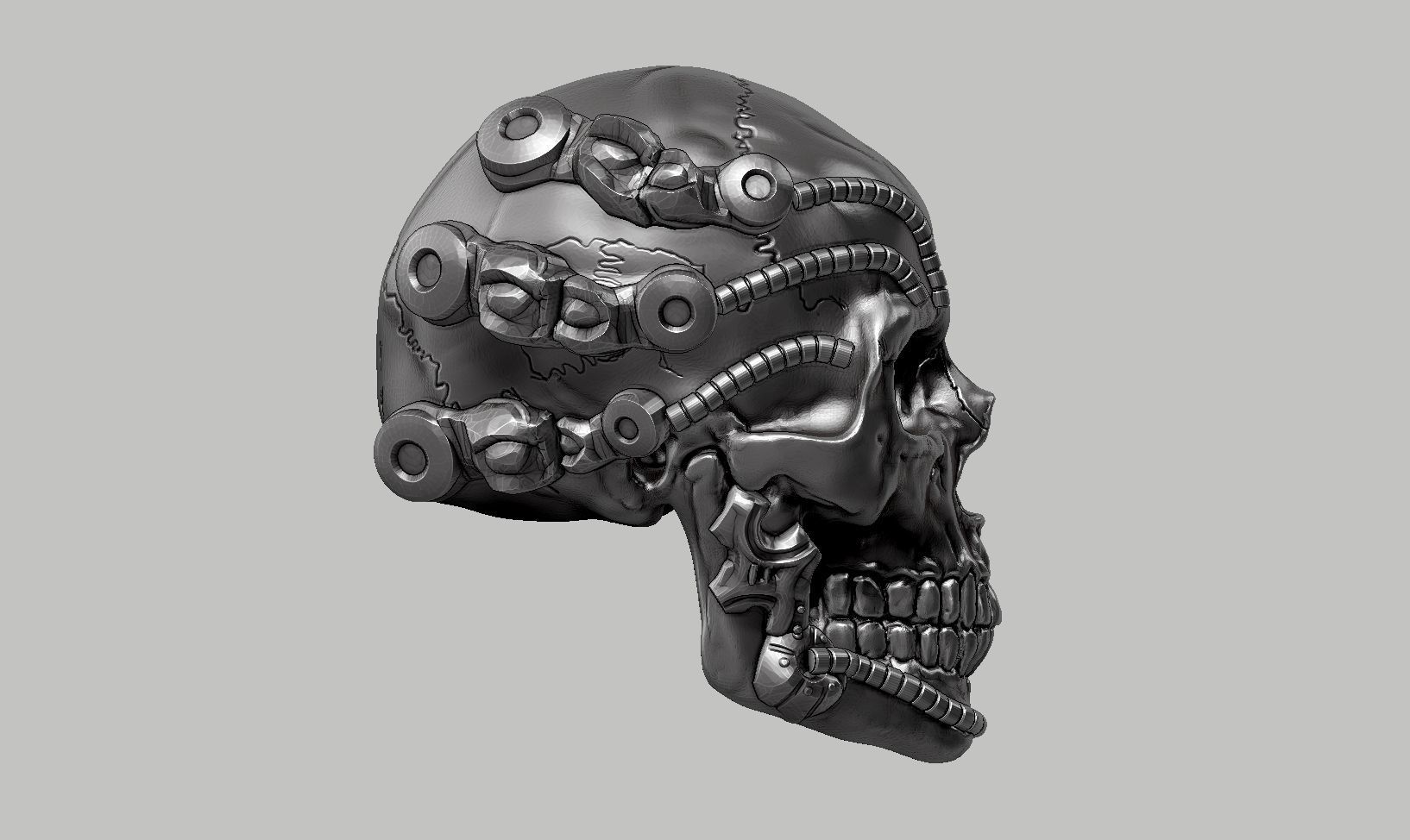 skull robot head a64 3D print model_4