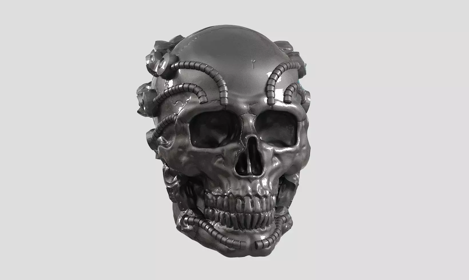 skull robot head a64 3D print model_0