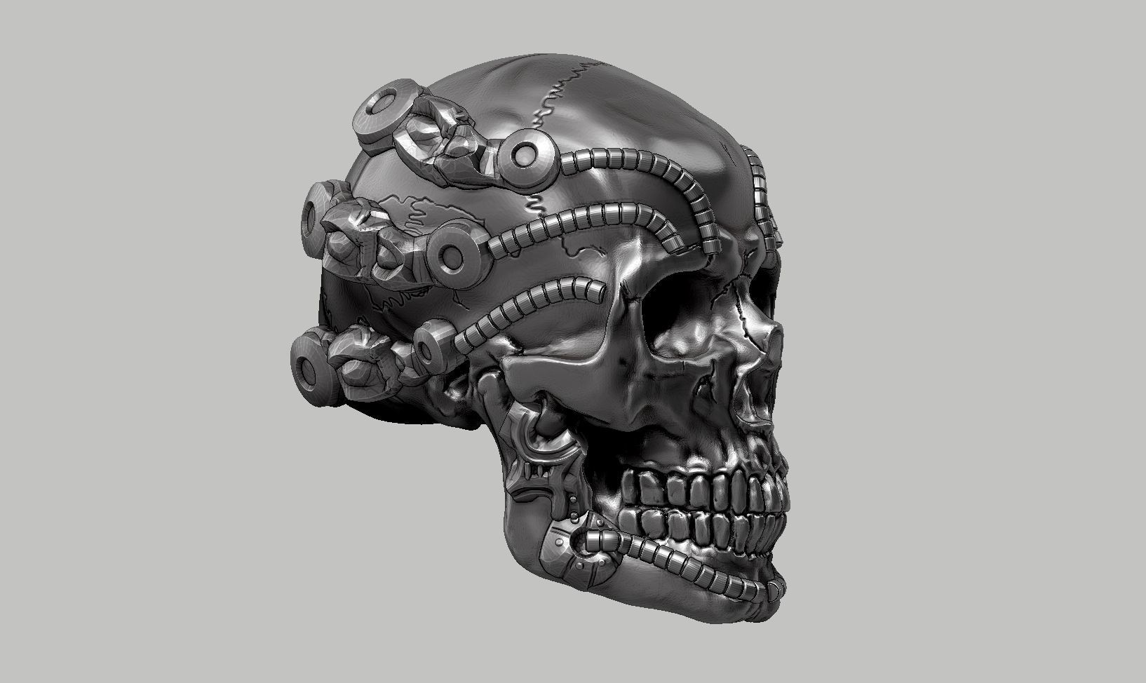 skull robot head a64 3D print model_3