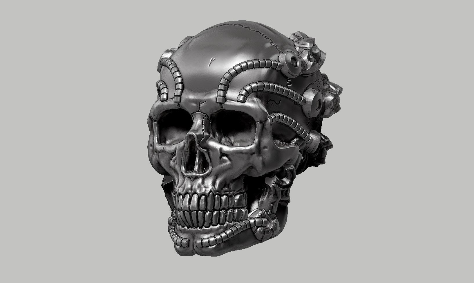 skull robot head a64 3D print model_10