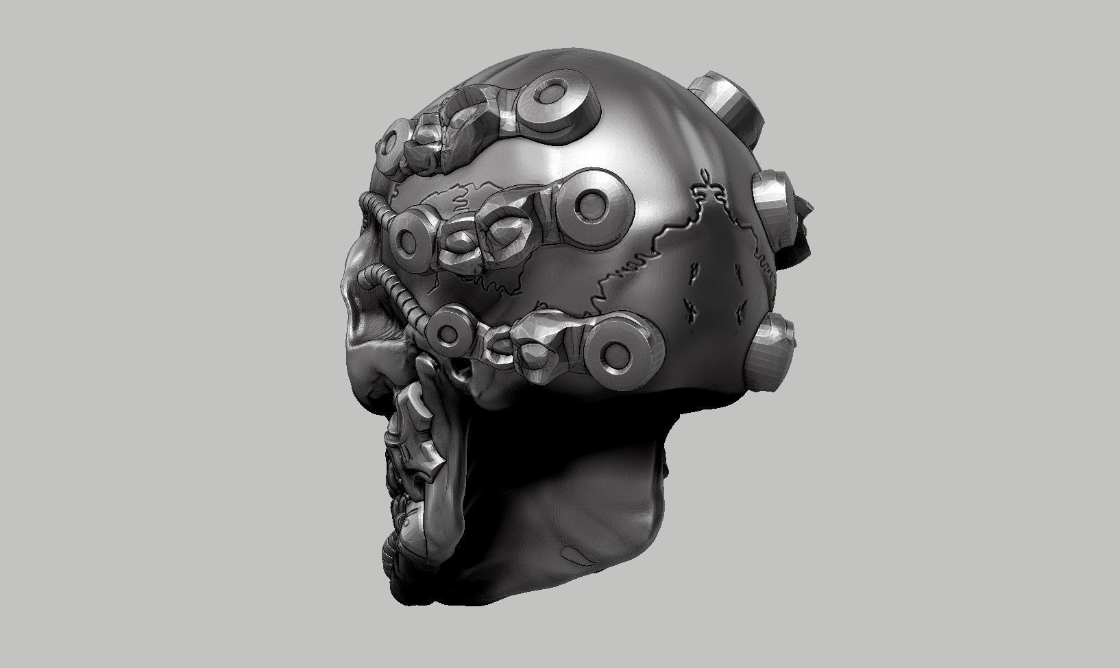 skull robot head a64 3D print model_8