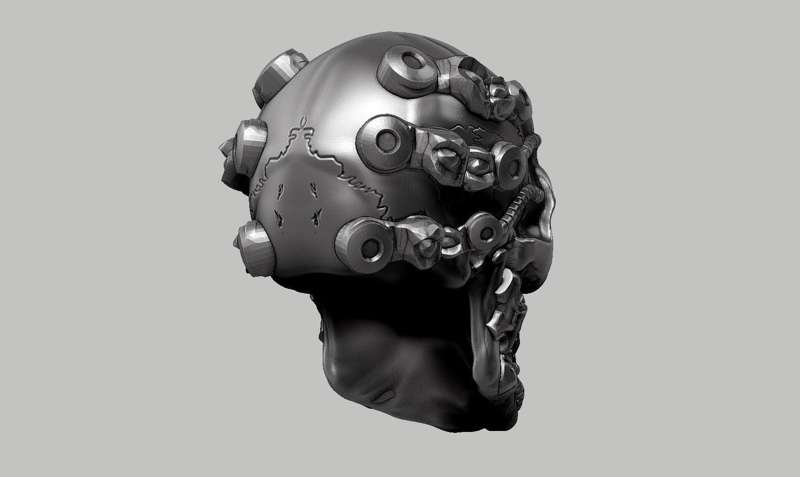 skull robot head a64 3D print model_6