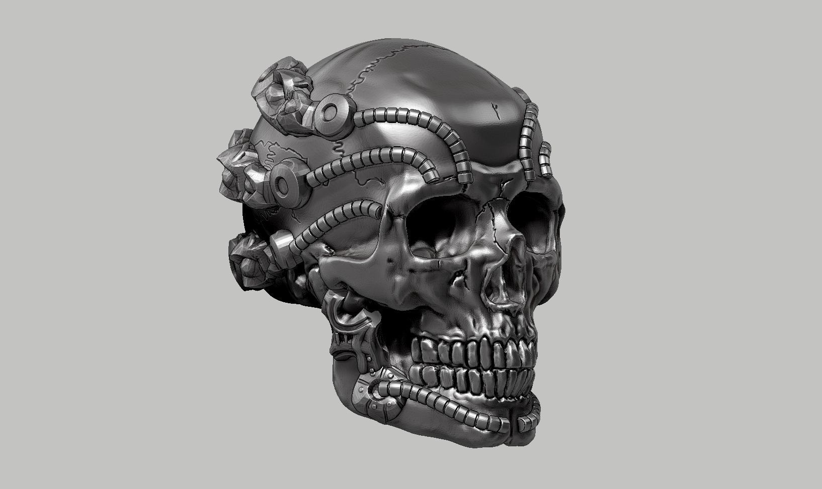 skull robot head a64 3D print model_2