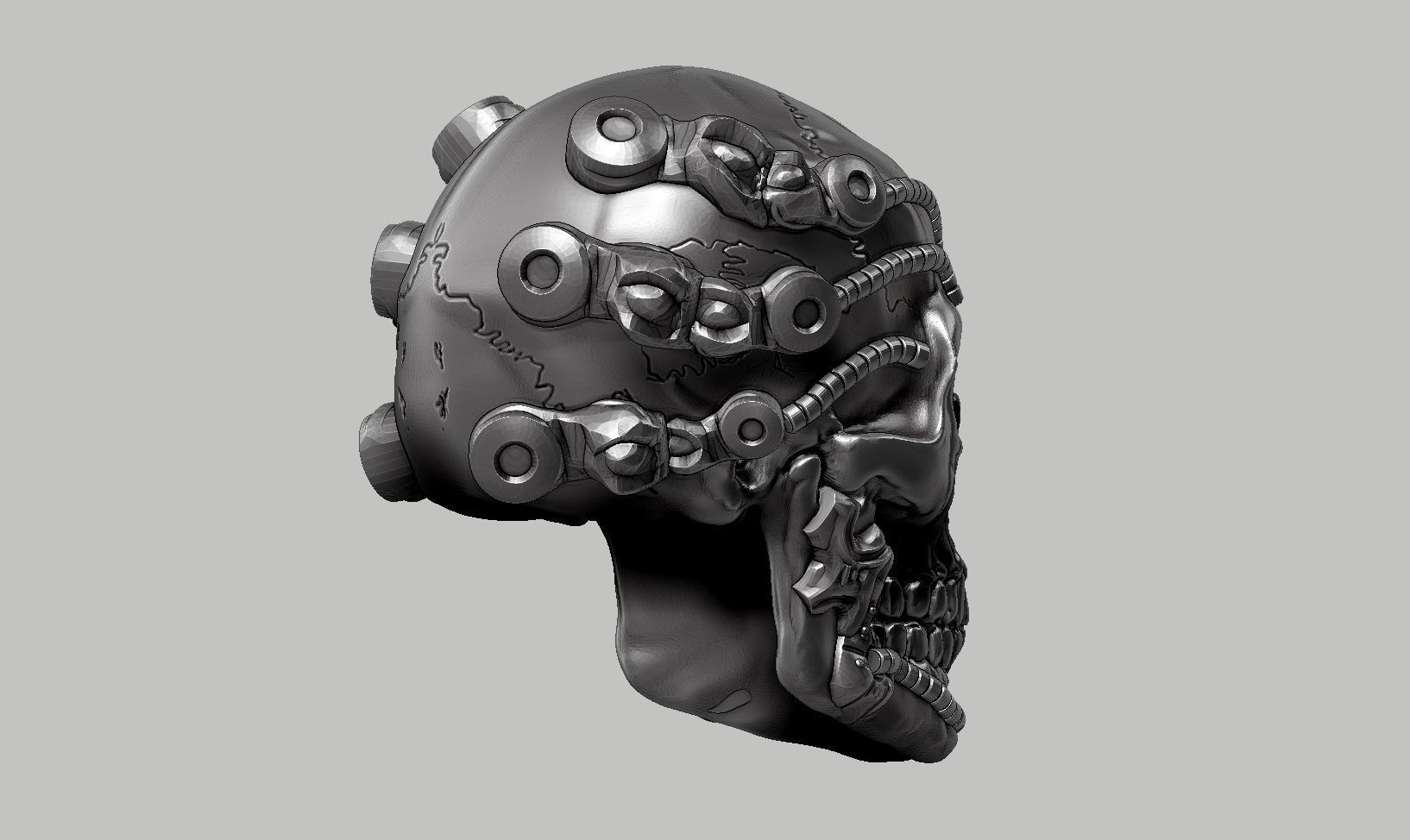 skull robot head a64 3D print model_5