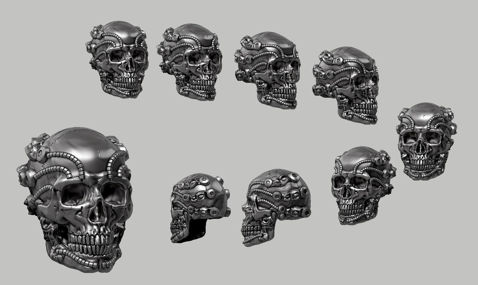 skull robot head a64 3D print model_12