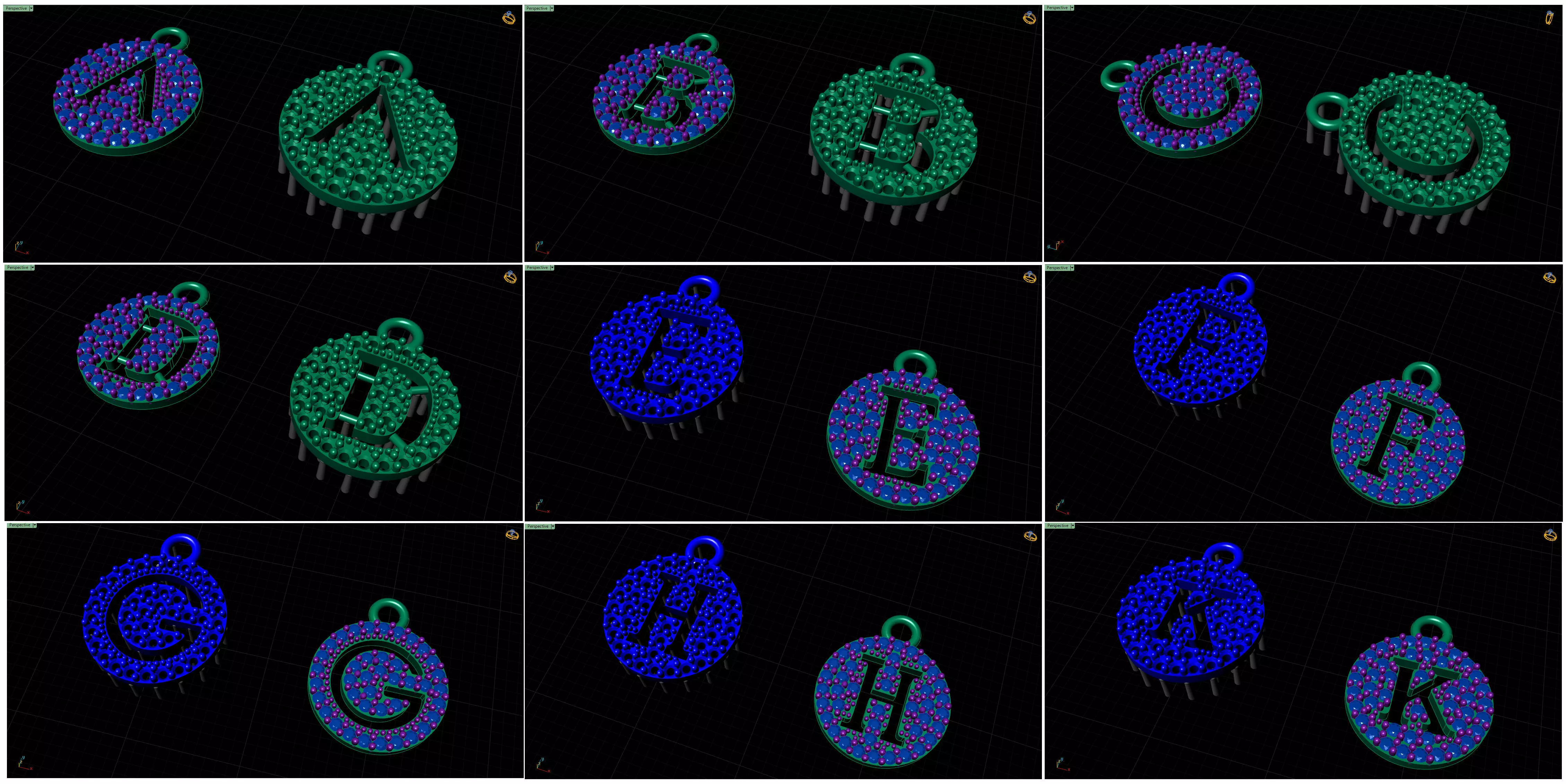 Capital Alphabet Pendants 3d Model 3D print model