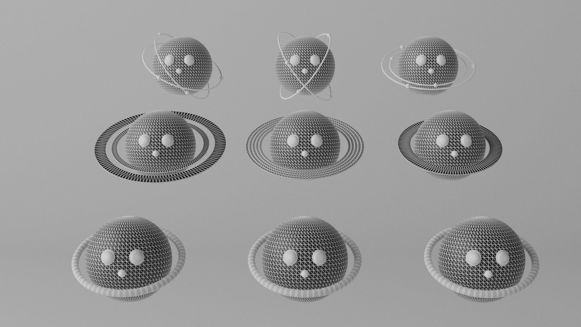 Cartoon Cute Planets Stars Collection Low-poly 3D model_9