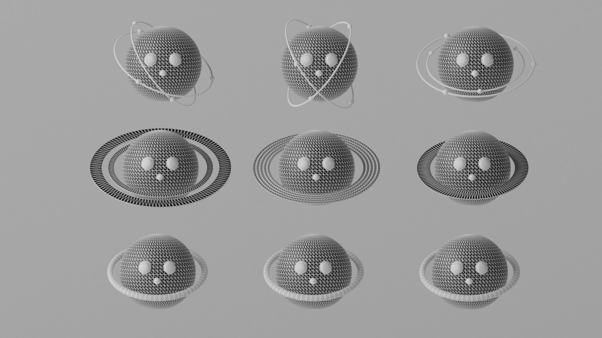 Cartoon Cute Planets Stars Collection Low-poly 3D model_8